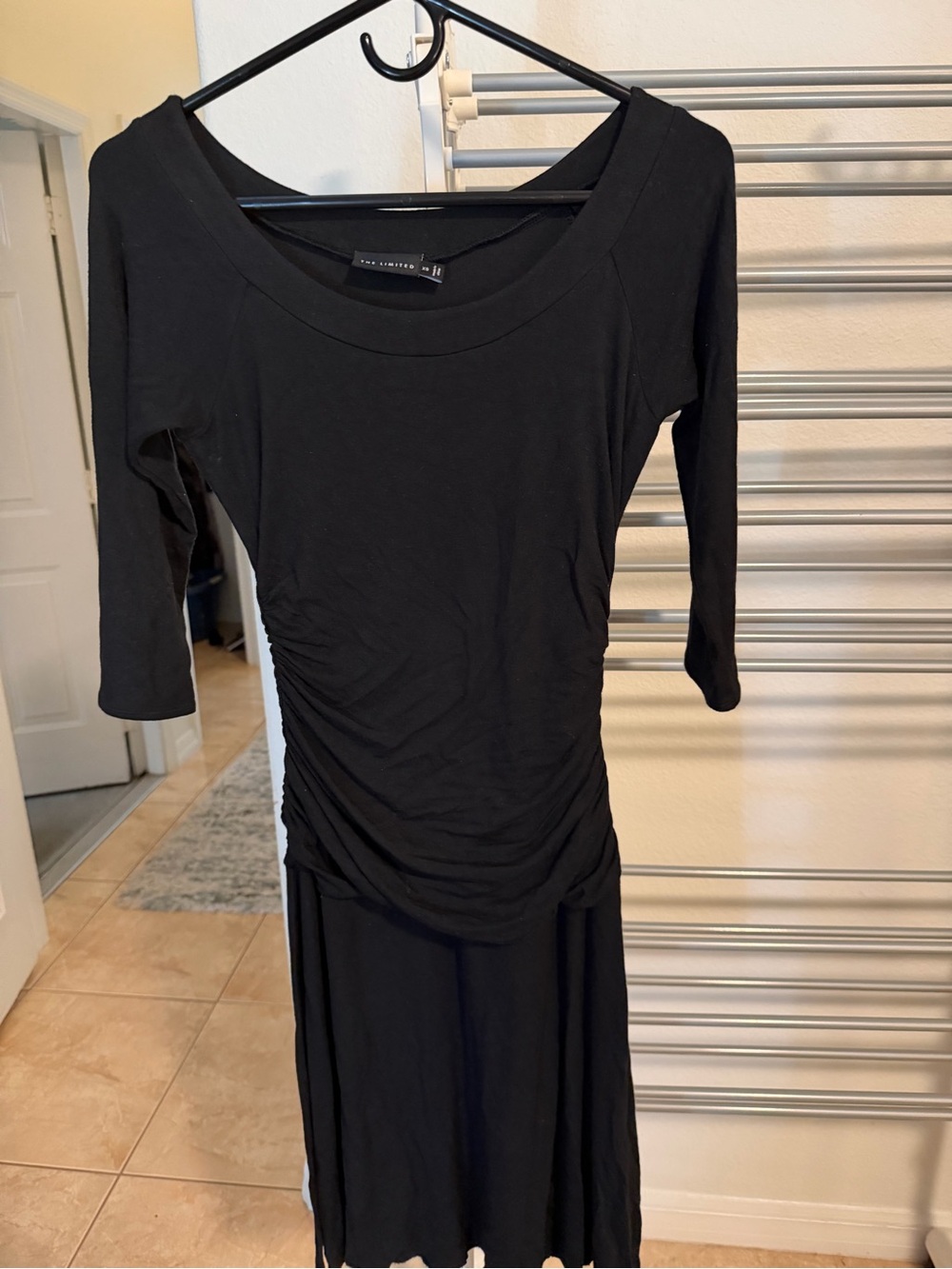 Black Ruched Waist Midi Dress - The Limited